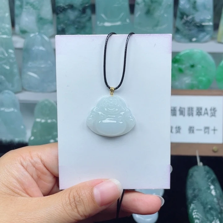 颈饰18K金镶嵌翡翠佛公