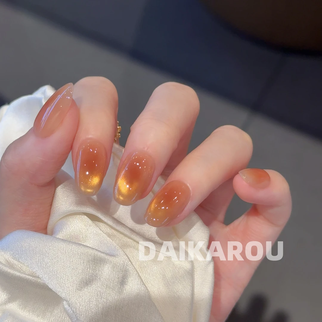 糖霜夕烧 黛卡柔 预售 此度 短椭圆 中椭圆 长椭圆手工穿戴甲10片