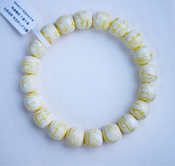 同料11m极致顺纹虎皮瓷白千层雪老型蜜蜡手串16.72克 收藏级