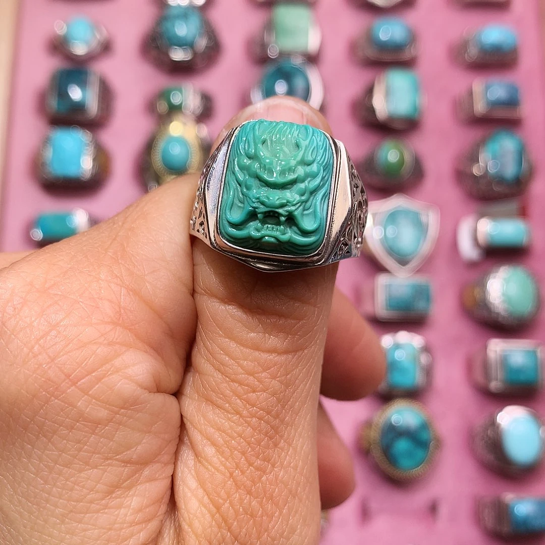 绿松石挂件银S925镶嵌