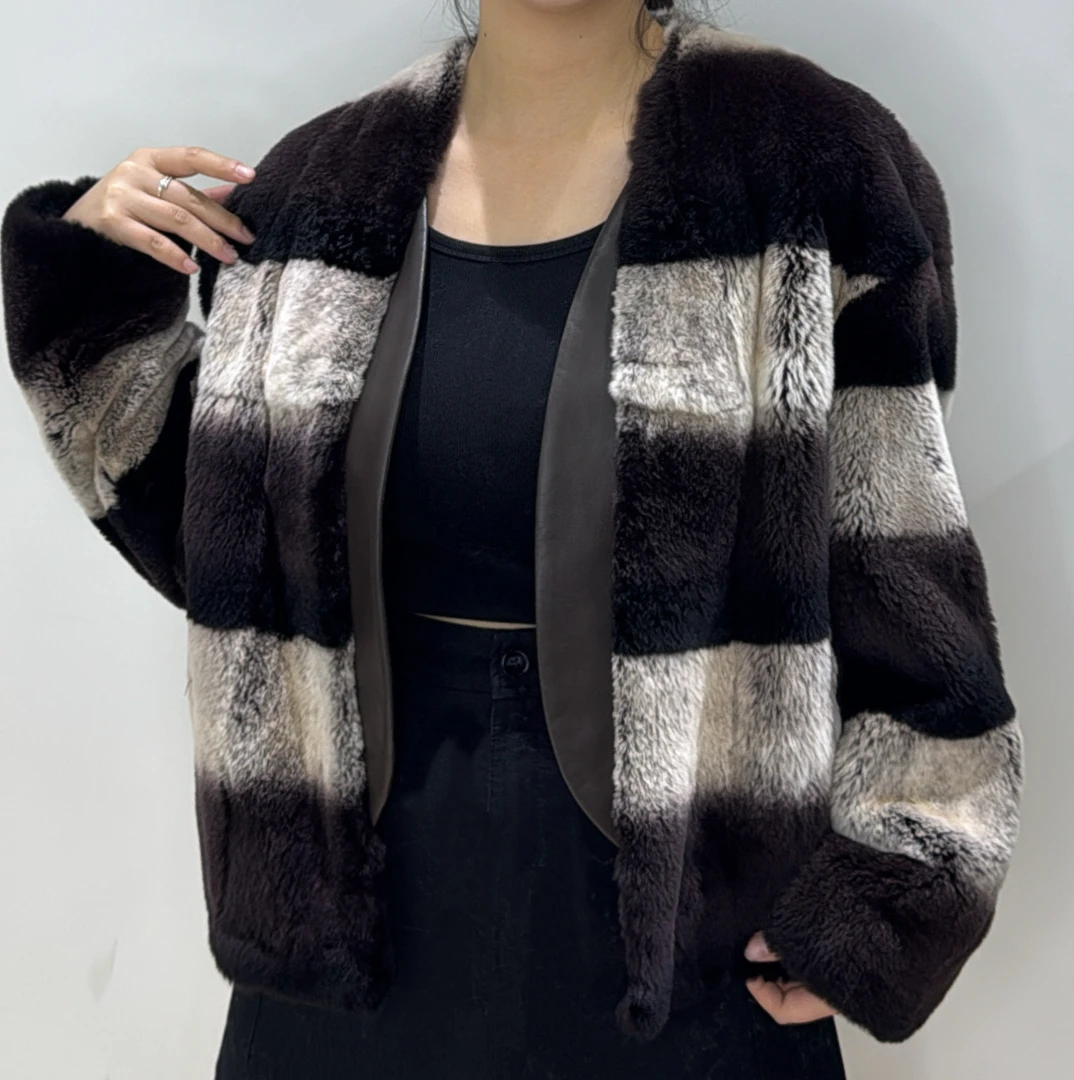 秋冬新款小香风轻奢时尚短款安哥拉兔绒外套