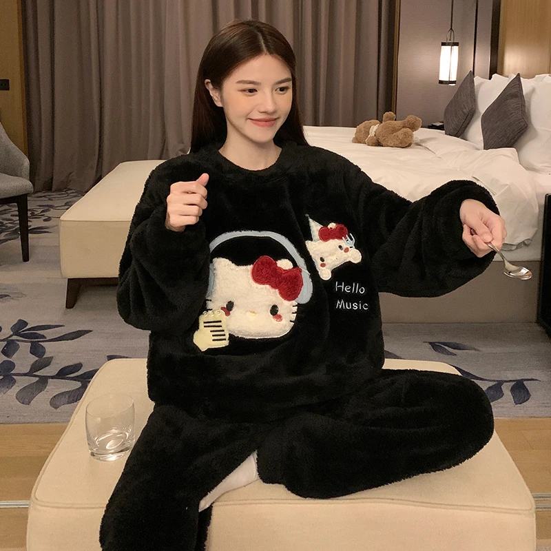 秋冬季女大童12珊瑚绒睡衣少女法兰绒13岁女孩初中生15加厚家居服