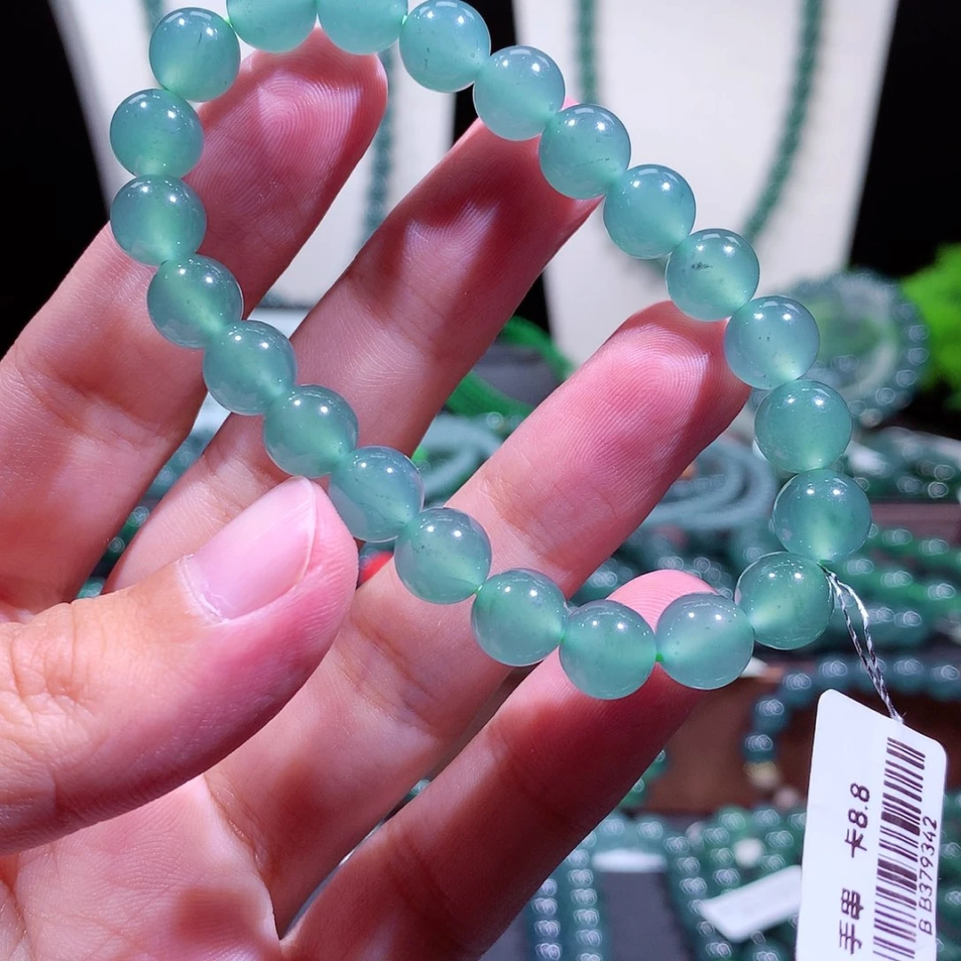 翡翠未镶嵌手链天然a货翡翠手串8+