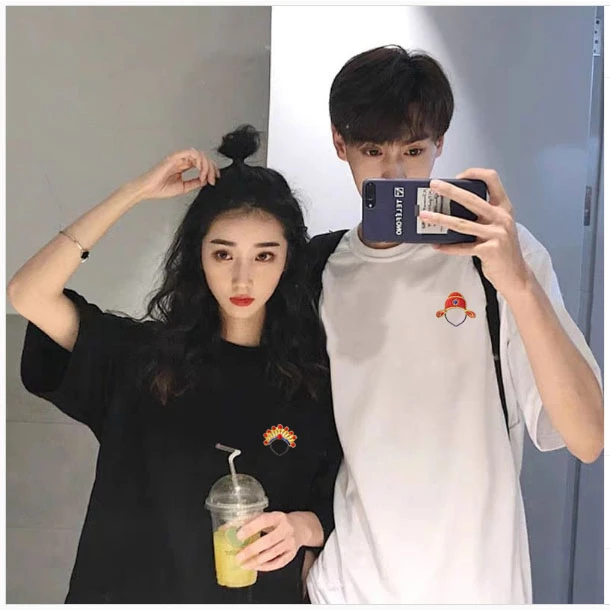 韩版休闲刺绣短袖T恤女中国风宽松显瘦白色新中式情侣装上衣T百搭