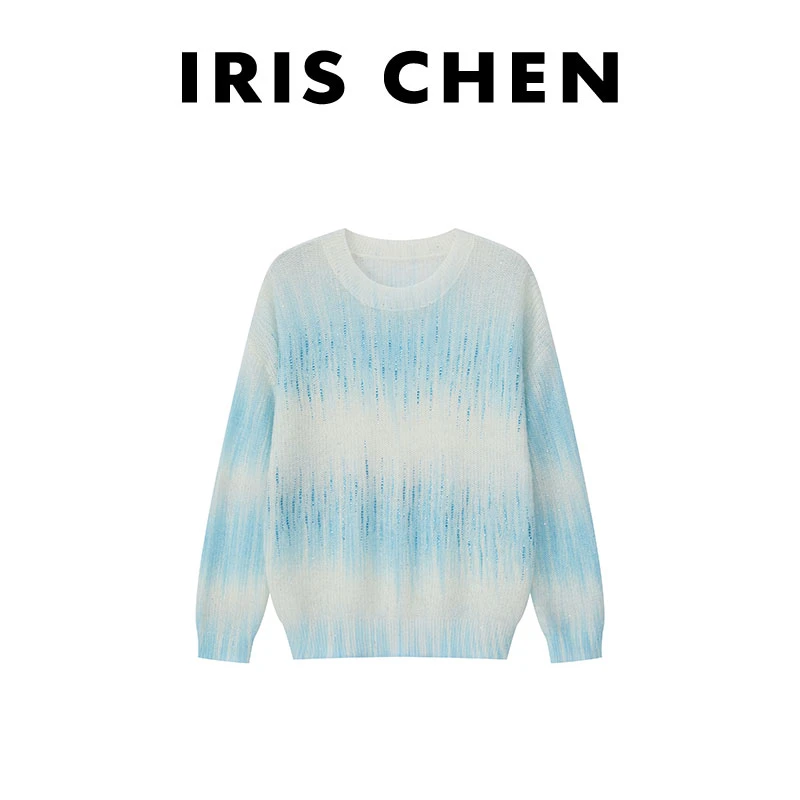 现货IRIS CHEN 冰川 2025春夏绵羊毛羊驼毛条纹渐变针织衫25SY032