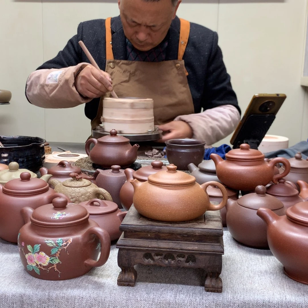 紫泥茶壶黄降坡寒江130 C半手工制作