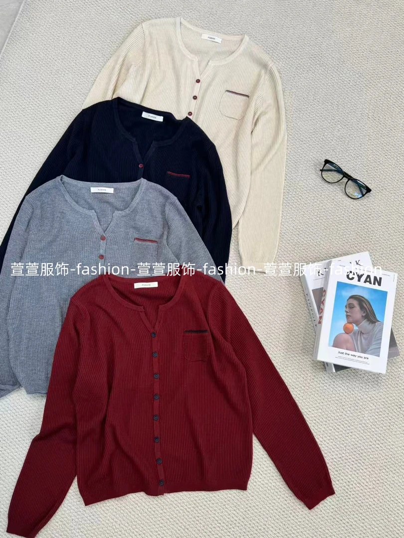 【萱萱服饰】ZZ1321秋季新款柔软舒适圆领时尚休闲针织开衫长袖女