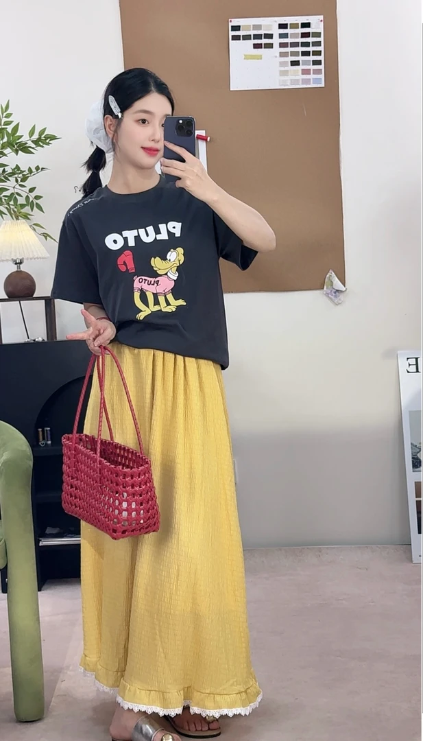 루루가−（布鲁托套装）韩国东大门新款夏季韩版卡通印大版T恤上衣女