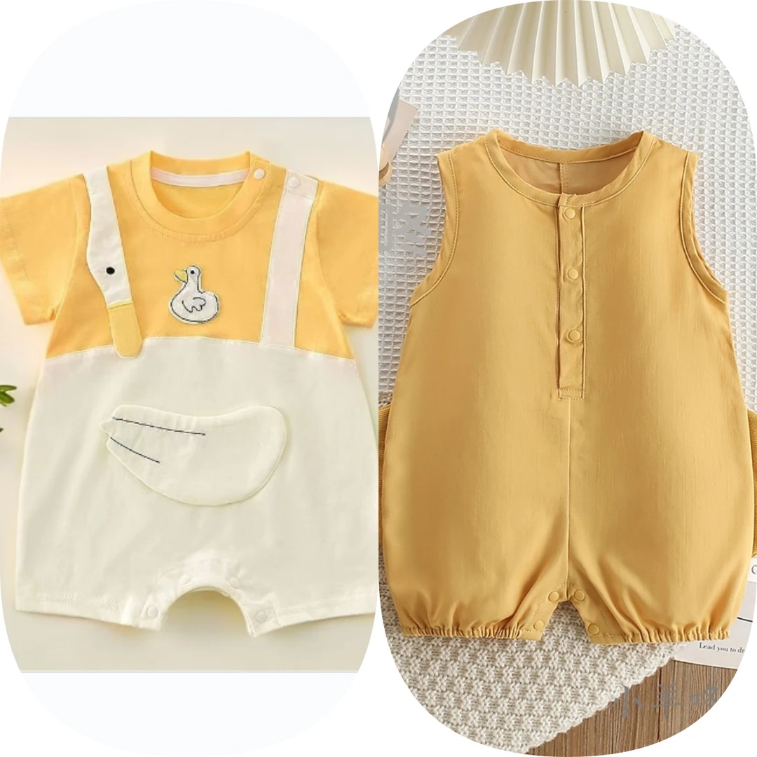 【到手2件】新款夏季哈衣婴幼男女宝可爱连体衣洋气外出服