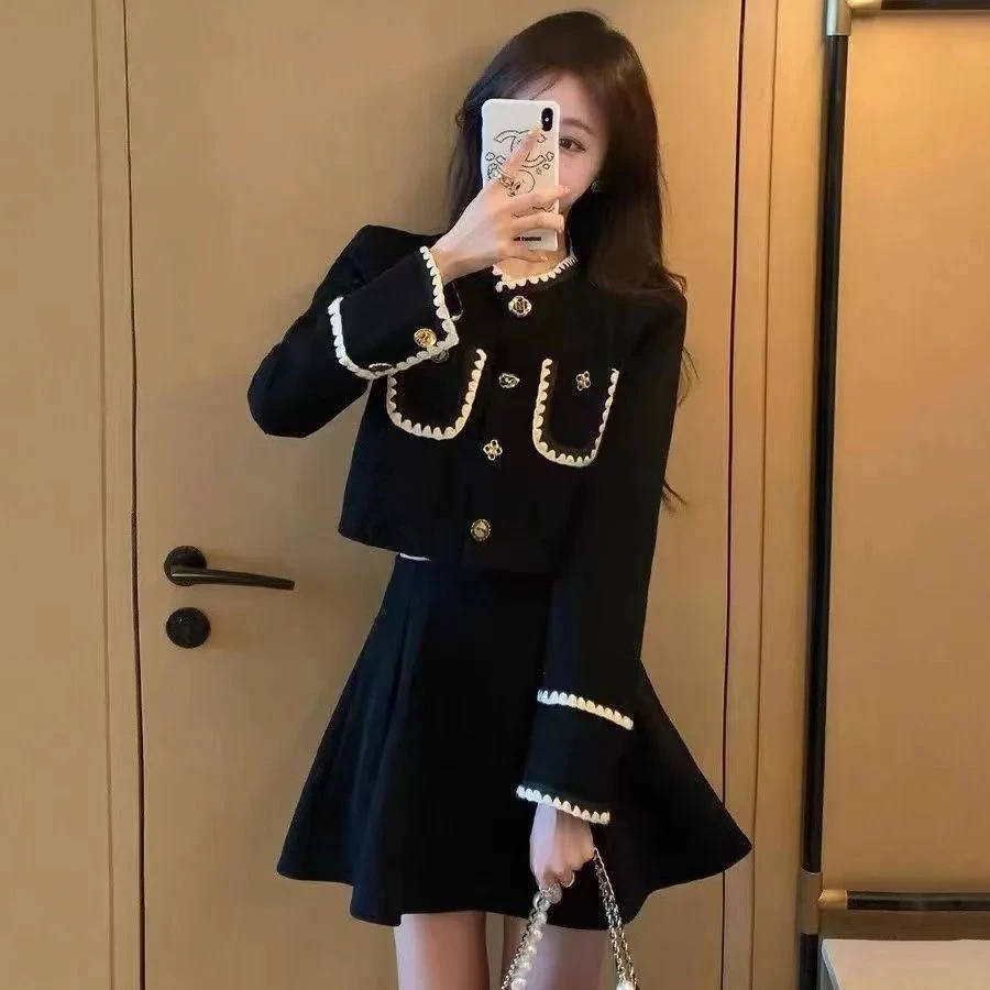 早秋季御姐高级感女装连衣裙子盐系轻熟穿搭韩剧小香风两件套装裙