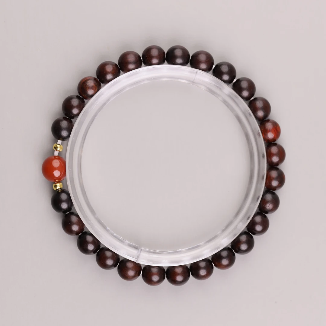 S0125-1火焰纹小叶紫檀圆珠手串文玩木串单圈