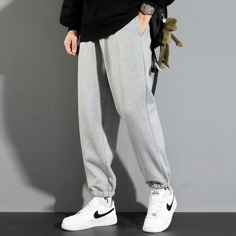 清仓长裤针织厚款直筒卫裤大码宽松运动裤加绒束脚裤裤子韩版百搭