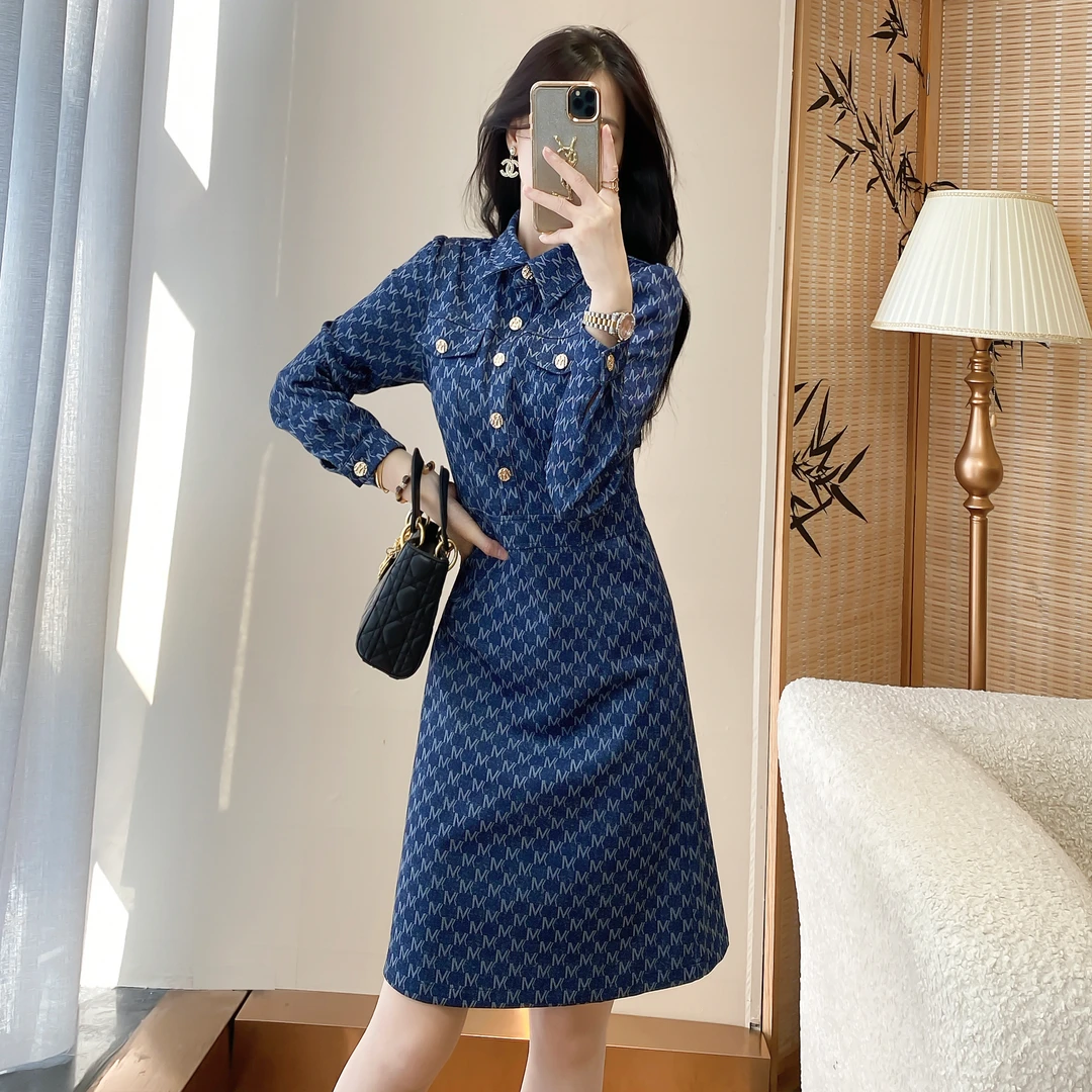 小众设计感软牛仔a字连衣裙南油轻奢女装收腰显瘦小个子时髦短裙