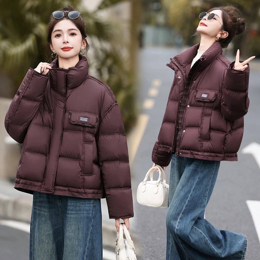 小个子立领短款羽绒服女2025冬季新款炸街时尚气质白鸭绒保暖外套