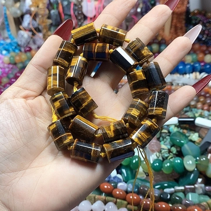 玛瑙/玉髓未镶嵌珠宝半成品天然黄虎卡11..5*16mm