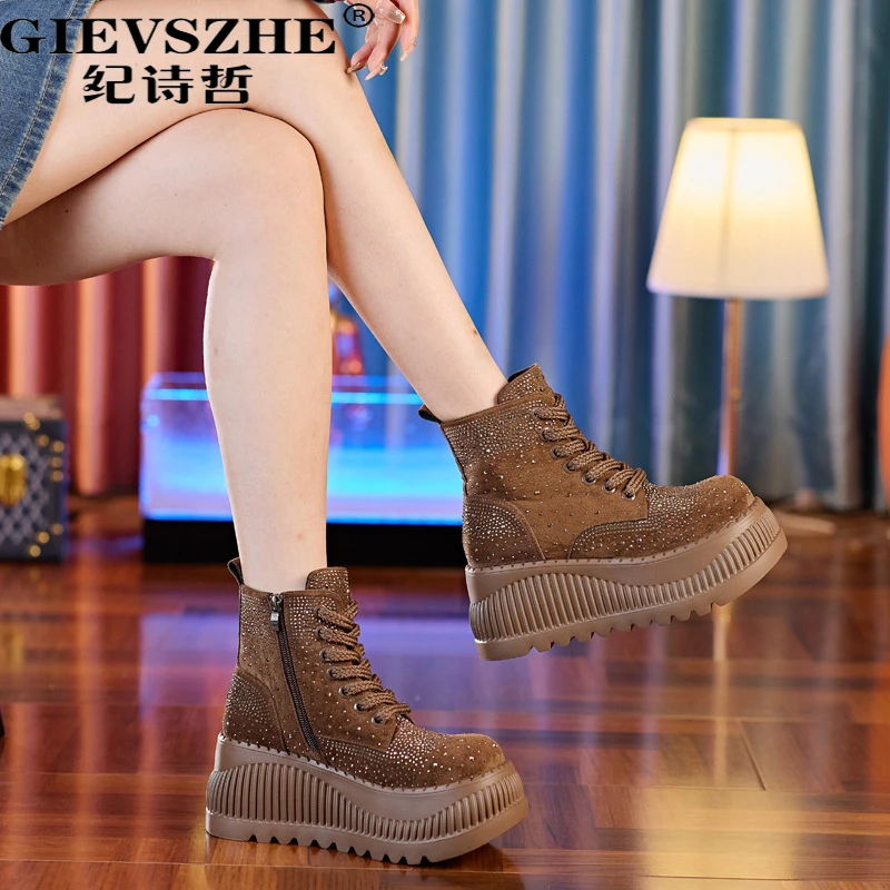 纪诗哲靴子女款爆款2025新款百搭英伦风复古秋冬厚底瘦瘦靴马丁靴