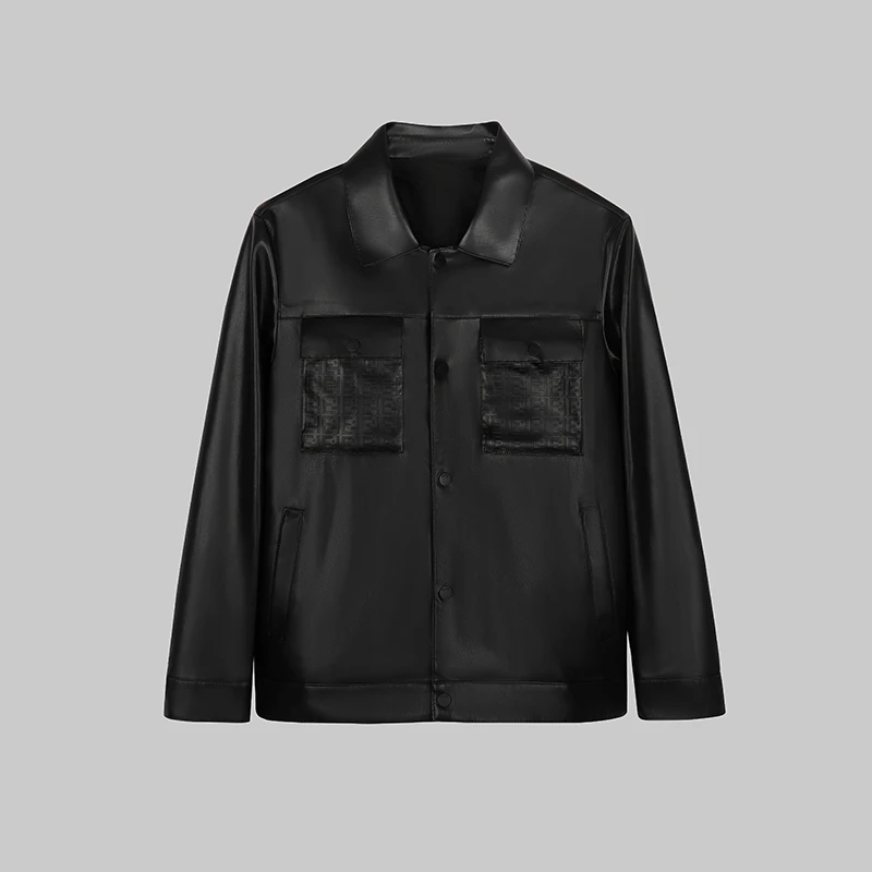F皮衣时尚休闲黑色男士百搭皮衣夹克