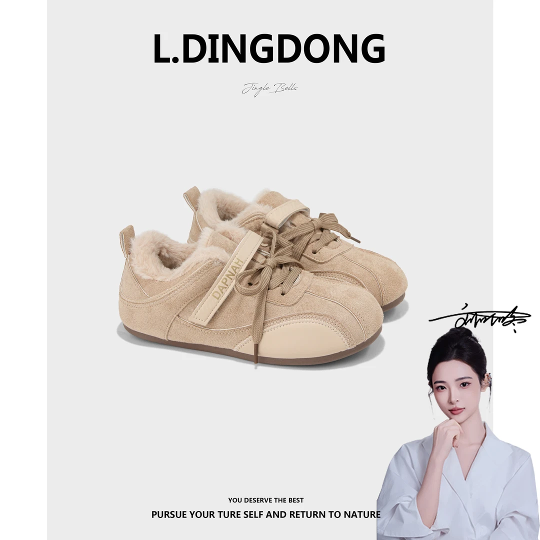 【刘叮咚女鞋】复古风德训鞋2025秋冬新款加绒显脚小通勤时尚休闲鞋