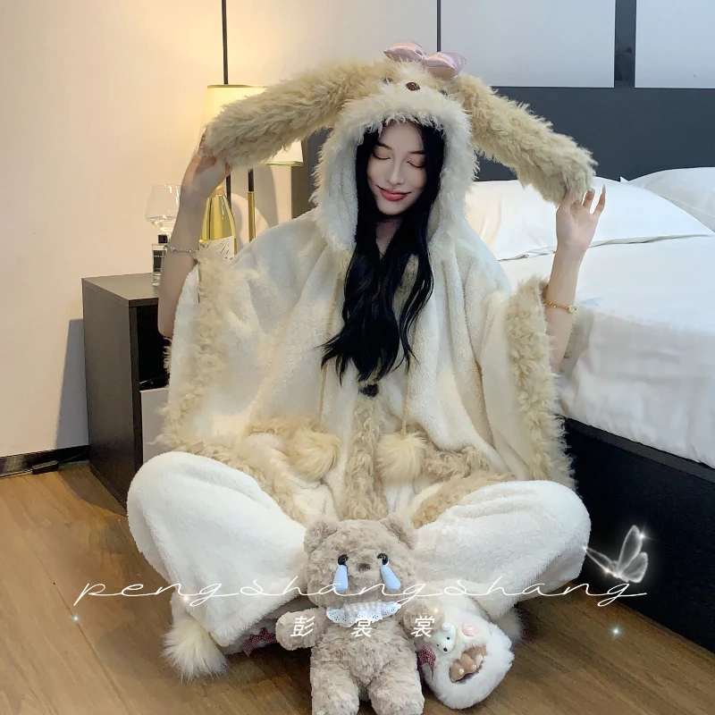 【兔绒来信】女士睡衣套装居家秋冬款加厚舒适保暖百搭家居服