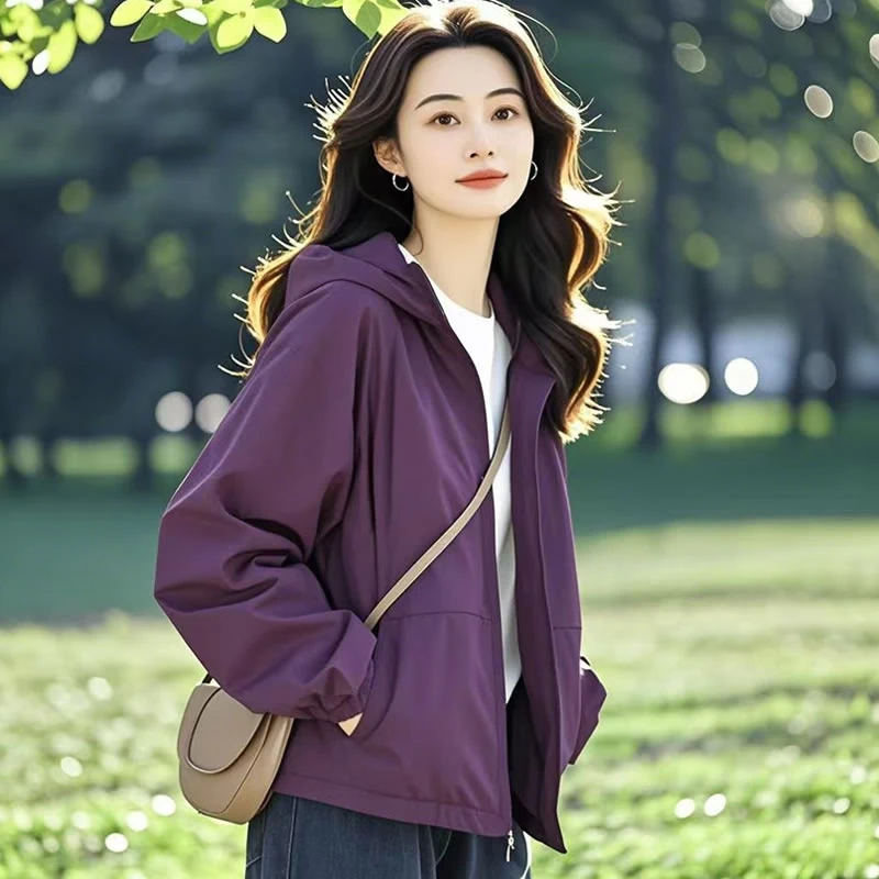 减龄漂亮洋气外套2025春秋季新款独特别致紫色外套女大码妈妈装