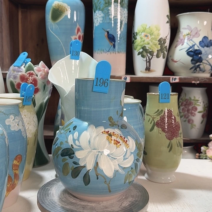 天球油画白牡丹陶瓷
