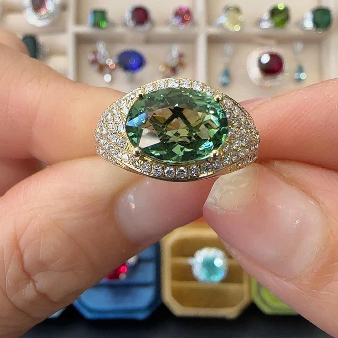 碧玺戒指18K金镶嵌3.26ct