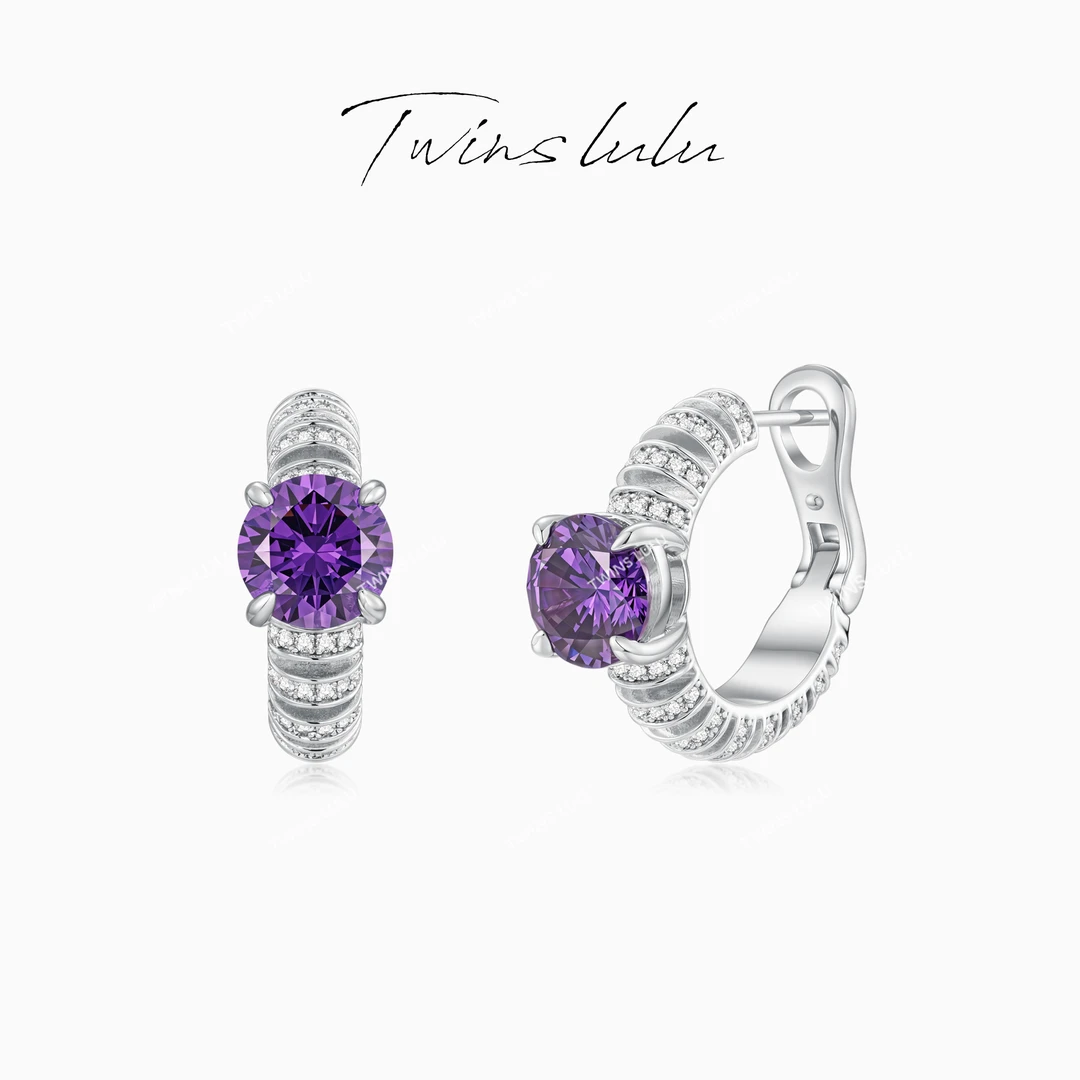 TWINS LULU 【苗疆紫】圣诞节小众轻奢高级紫色圈圈耳环TSL3019