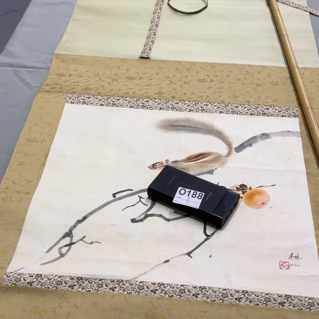 国画蓝*手绘临摹花鸟挂轴