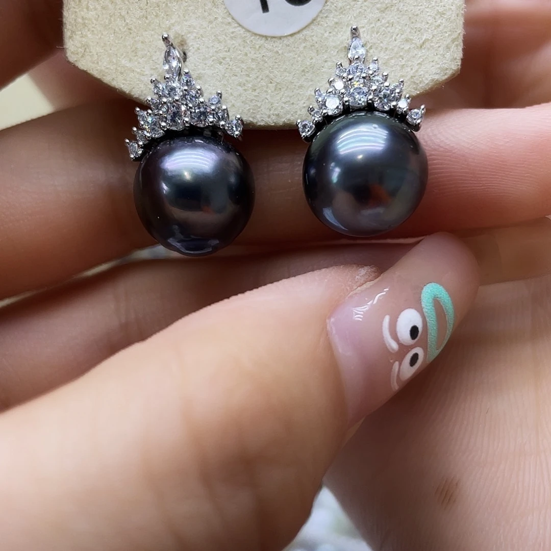 银S925镶嵌海水珍珠耳饰