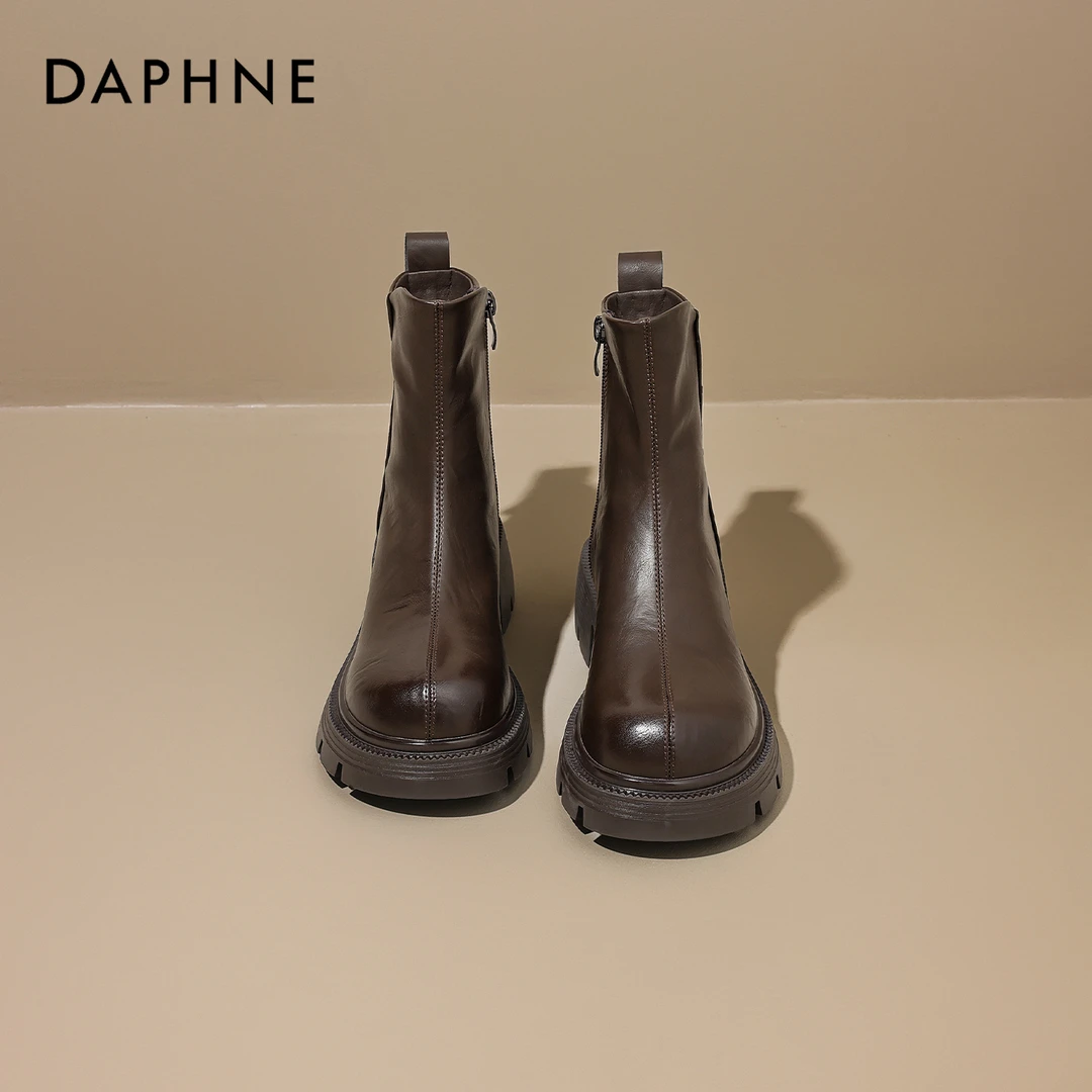 达芙妮厚底马丁靴女2025秋季新款英伦风短靴时尚百搭切尔西靴女靴