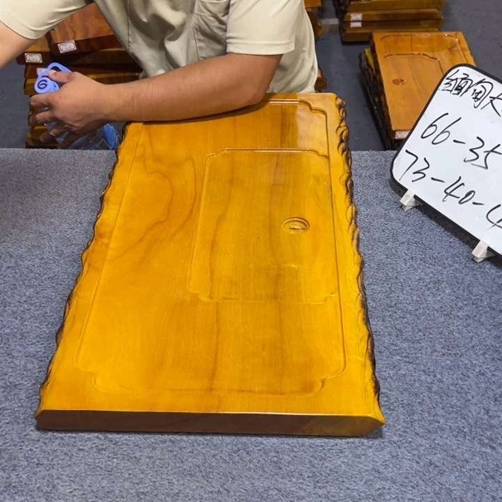 木缅甸大叶金丝楠木茶盘