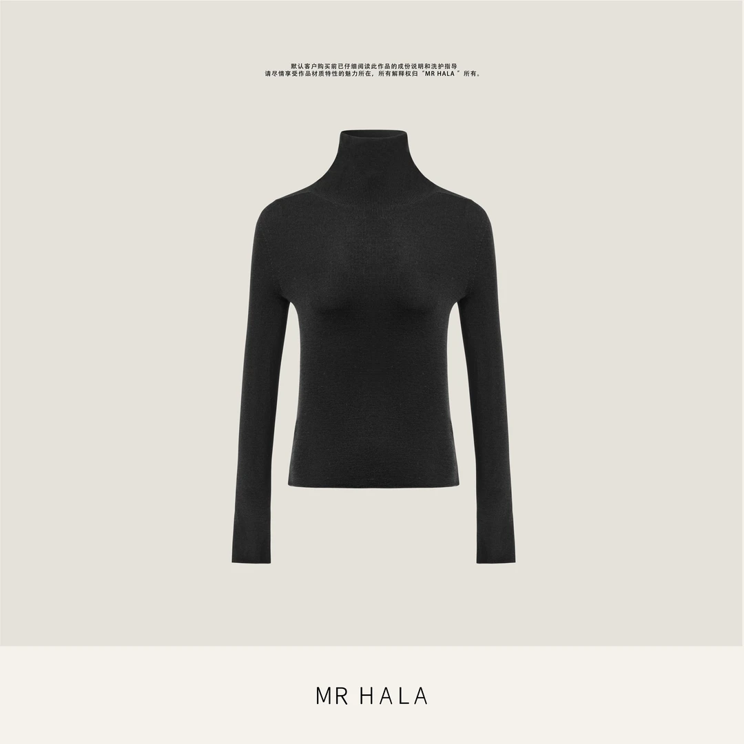 MRHALA 善盈高纺细织丝感羊毛一体成型高领长袖毛衣女LM58030