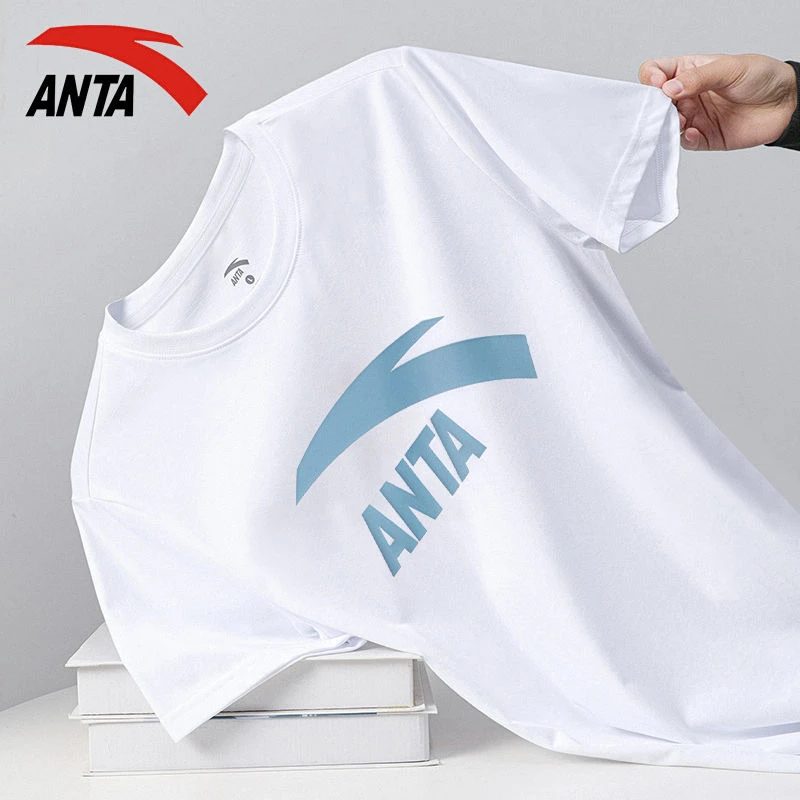 安踏圆领短袖T恤男棉质半袖宽松半袖2025冬季学生休闲透气上衣