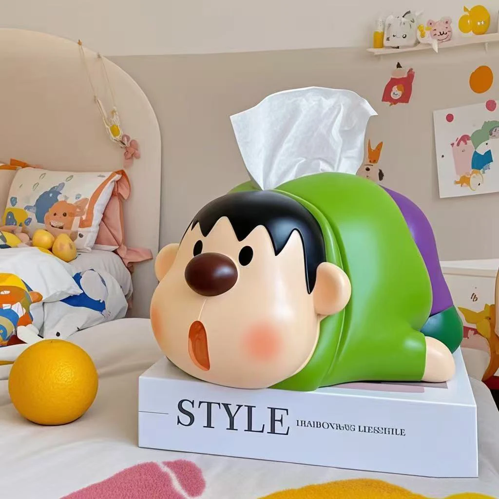 卡通可爱胖虎车载纸巾盒创意客厅儿童房房间装饰抽纸盒餐桌面摆件