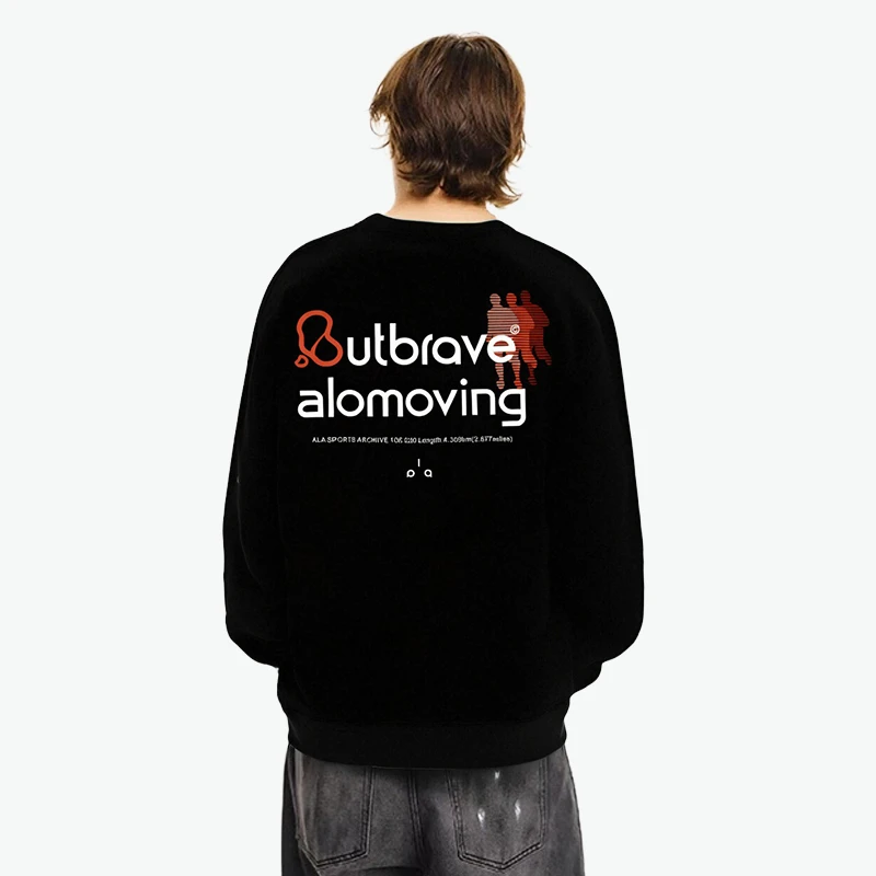 【叶胆大】恒温暖皮 380克潮牌加绒重印跑步加绒圆领卫衣宽松男女