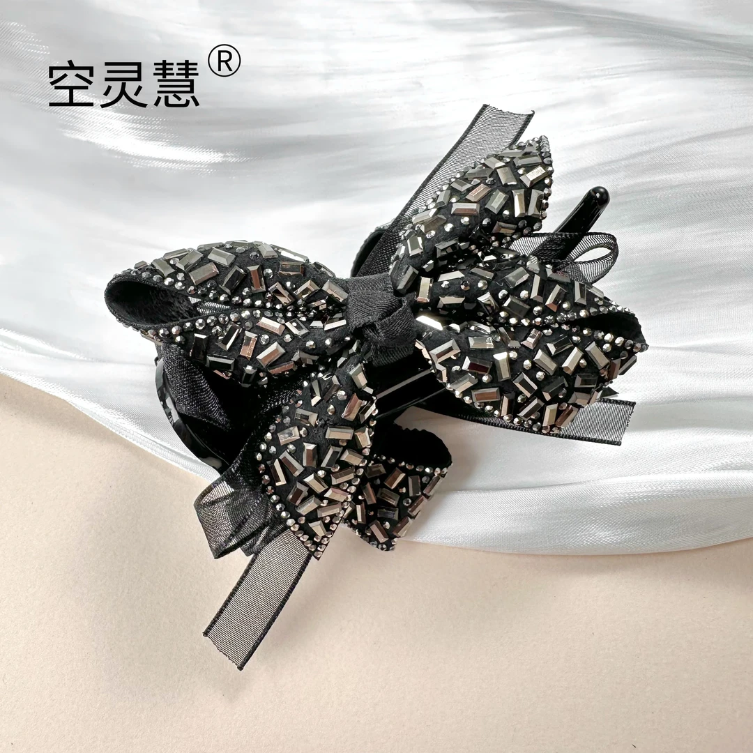 0631   黑色蝴蝶结高端精致马尾夹发夹抓夹
