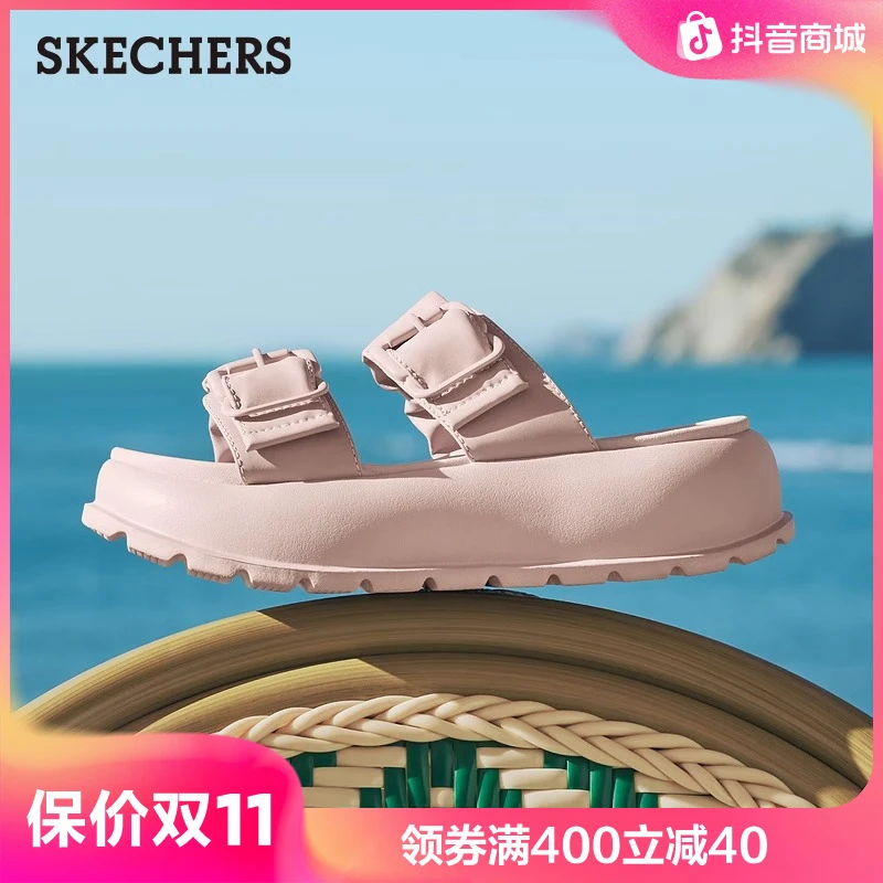 Skechers斯凯奇2025夏新款女休闲凉拖踩屎感百搭外穿拖鞋120040