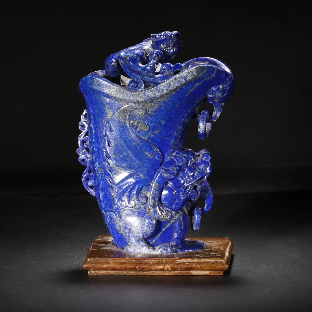 清代*青金石角杯/03ZP2910/彩色宝石【北京文博】