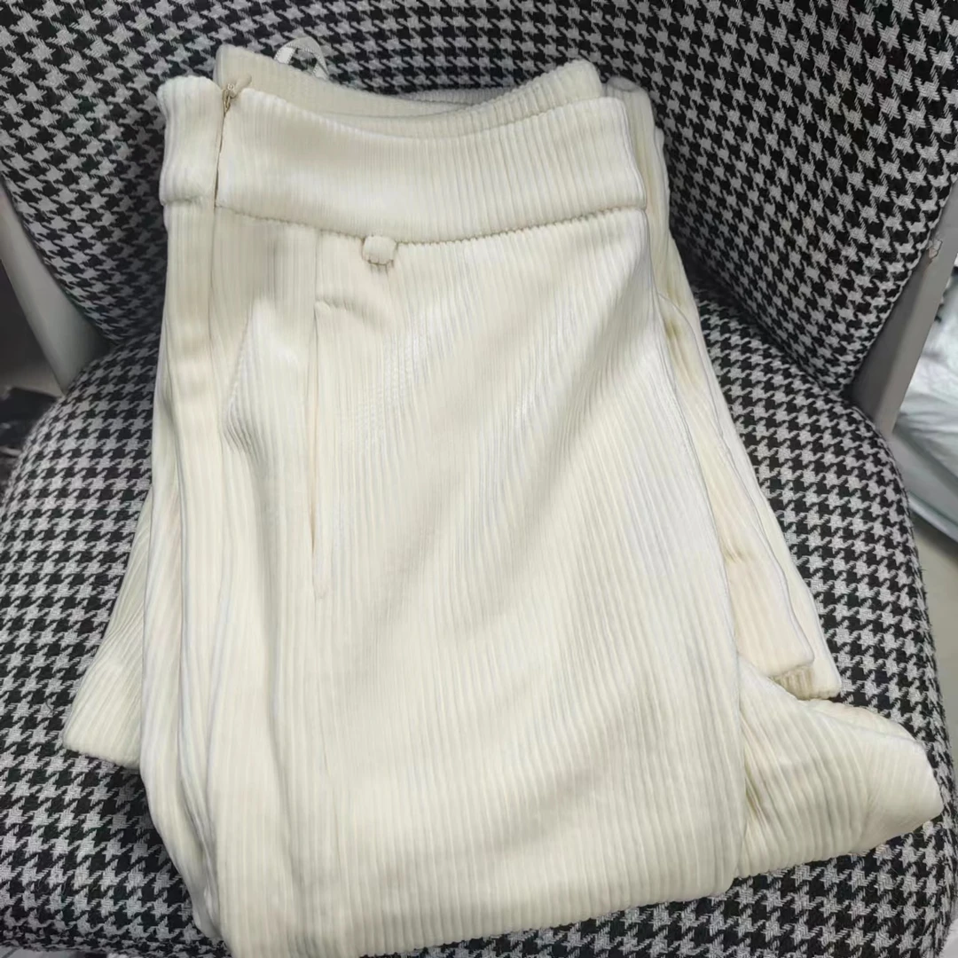 【南油玲姐】白色新款裤脚微辣休闲裤8806