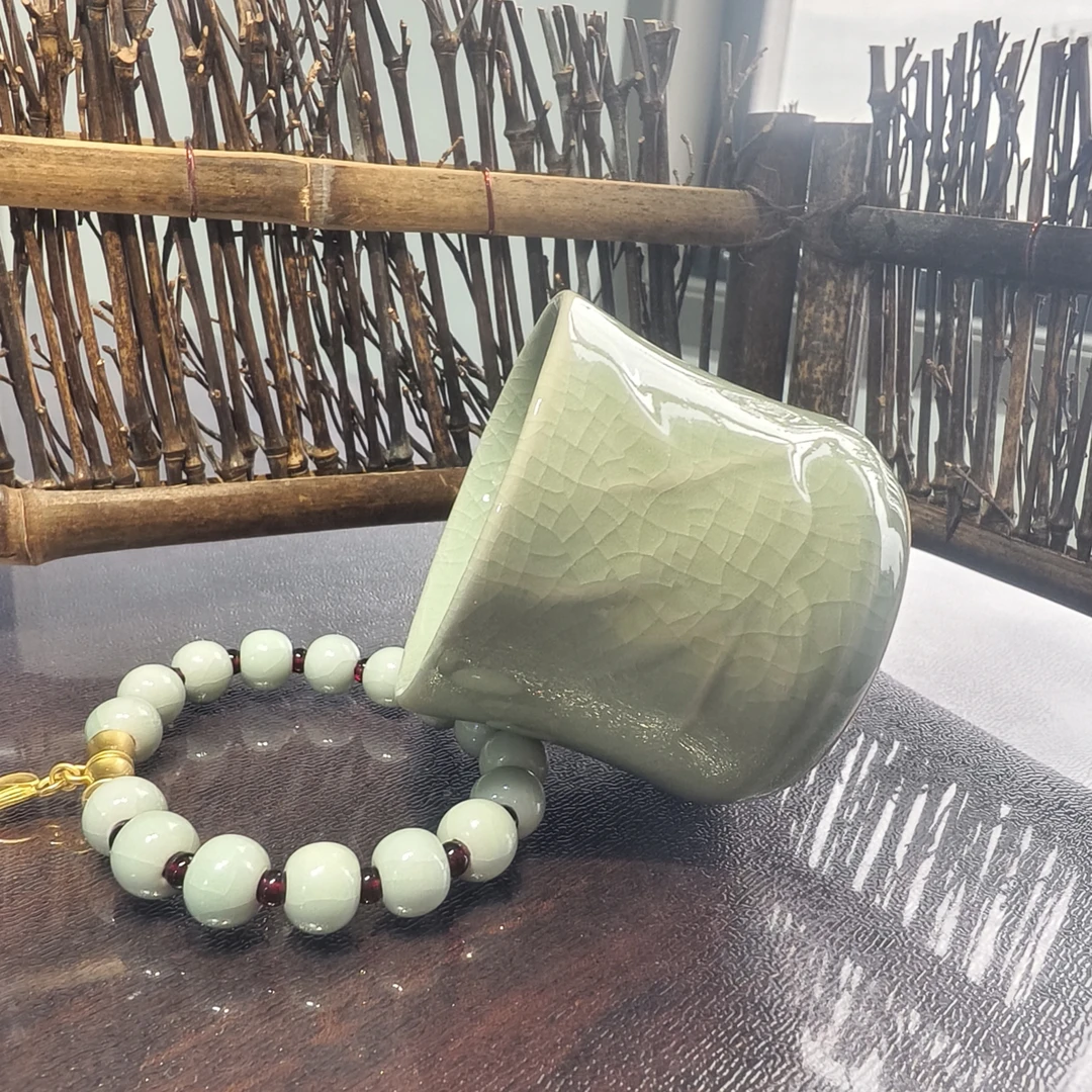 汝瓷青竹节品茗杯大容量竹子茶杯个人主人单杯清酒杯陶瓷开片