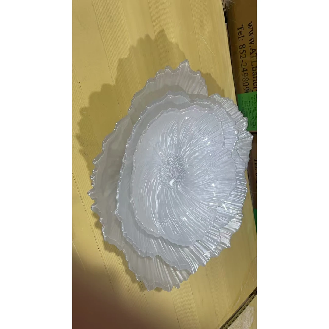 花朵盘水晶水果盘子家用轻奢零食托简约点心盘 高颜值珠光盘HS