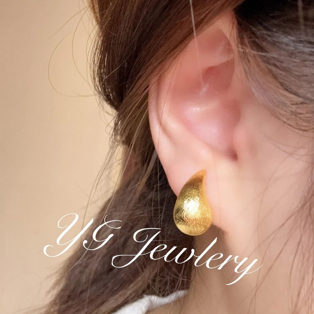 铜合金耳饰 【水滴】小众工艺水滴耳钉气质轻奢耳钉S925银耳针耳饰