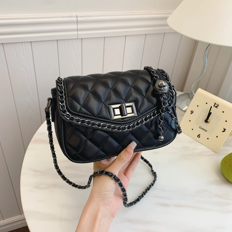 小香风时尚百搭小包链条包单肩小方包网红菱格女包2025新款斜挎包