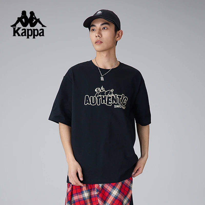 Kappa卡帕背靠背运动T恤情侣新款男休闲圆领短袖宽松透气上衣女款