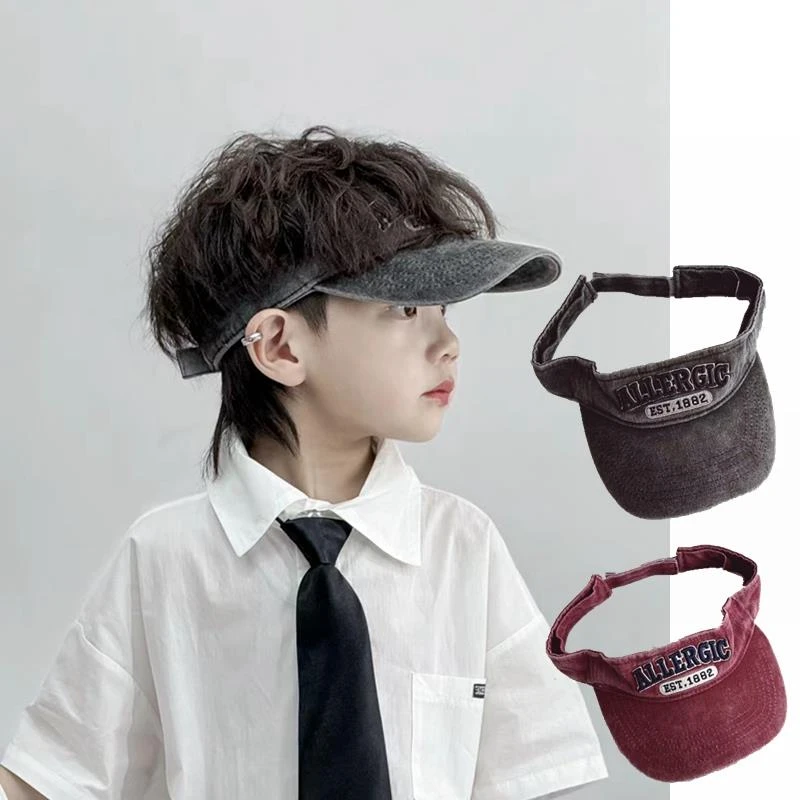 儿童防晒帽新款宝宝空顶鸭舌帽男女童夏季薄款遮阳帽小孩太阳帽子