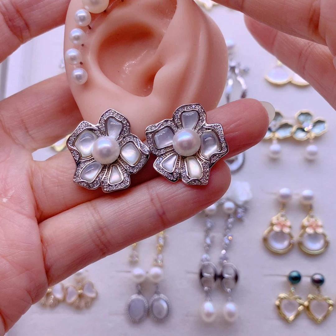 淡水珍珠耳饰合金