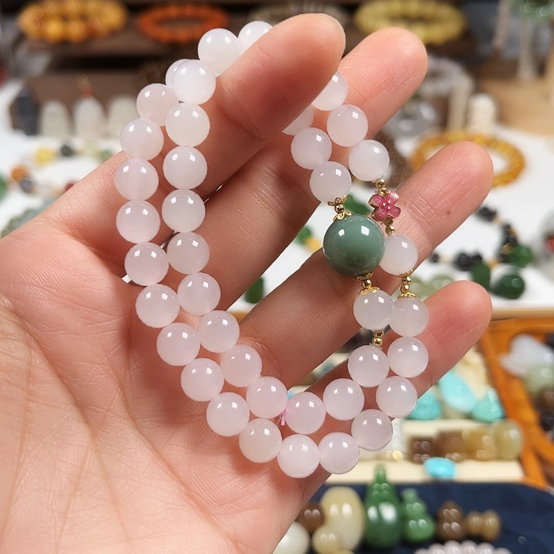 和田玉18K金镶嵌手链