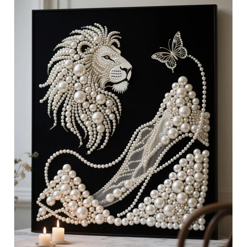 雄狮diy珍珠画手工自粘简约高级感卧室客厅背景