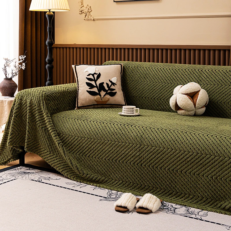 2.6米爆款毛绒沙发巾客厅简约四季耐脏一体式铺盖沙发布可机洗