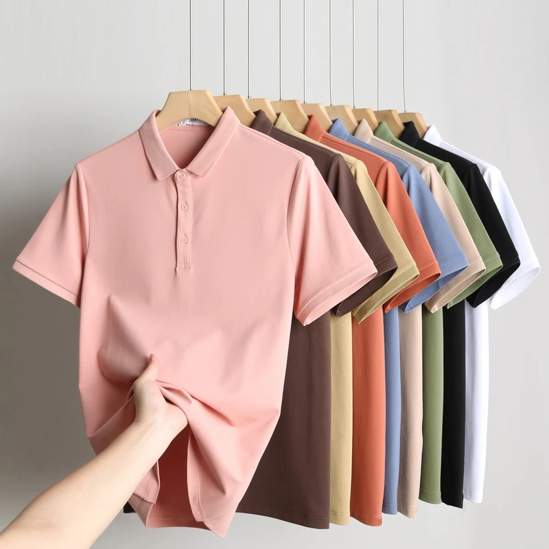 夏季薄款珠地棉短袖Polo衫男韩版修身潮流百搭商务休闲翻领纯色T